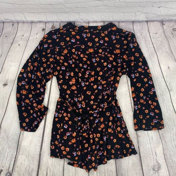 Free People L’Amour Printed Romper Black Long Sleeve Size 0 - Picture 8 of 9